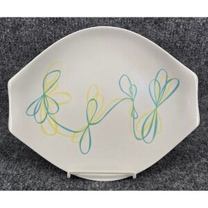 Vtg Russel Wright 'Gay Time' Melamine Serving Platter Teay White Aqua Yellow MCM